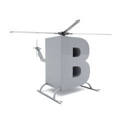 3D illustration of letter B helicopter