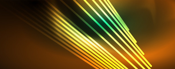 Vector neon light lines concept, abstract background