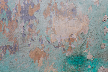 Old Weathered Blue Painted Damaged Concrete Wall Texture