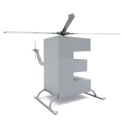 3D illustration of letter E helicopter