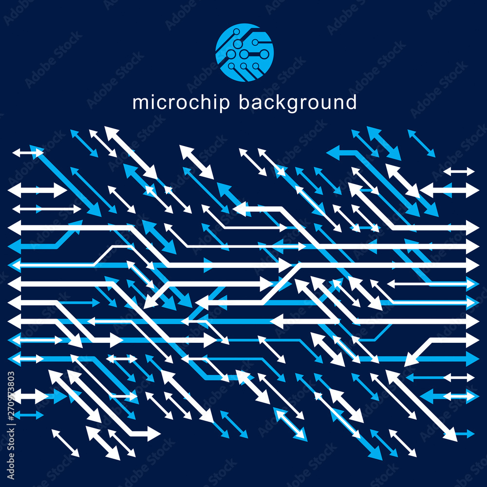 Aufkleber technology communication cybernetic element with arrows. vector abstract illustration of circuit boa