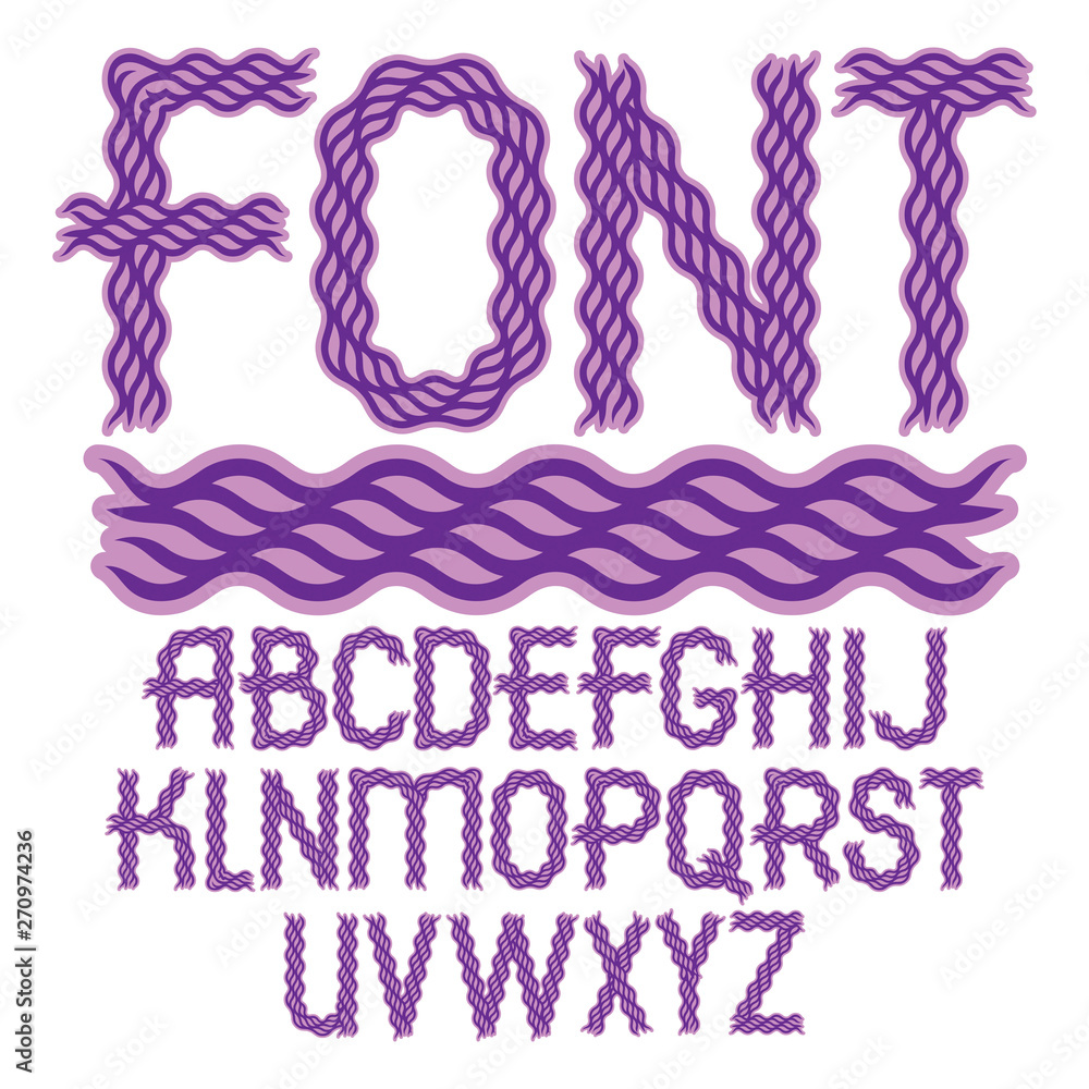 Poster set of vector regular capital alphabet letters isolated created using elegant flowing lines.