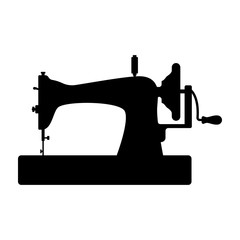 Sewing machine. Black silhouette for cutting, illustration on white background.