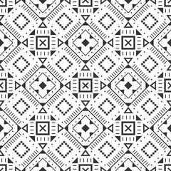 Black and white seamless pattern. Aztec abstract geometric background. Ethnic hipster style.