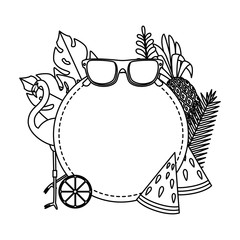 summer circular frame with sunglasses and flemish