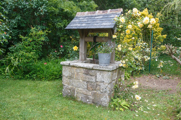 Well made in stone in a garden during spring