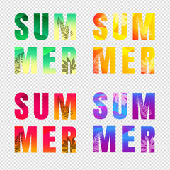 Summer Text Set Isolated Transparent Background