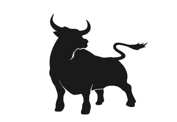 Fototapeta premium bull silhouette icon. strength and perseverance symbol. vector image of animal