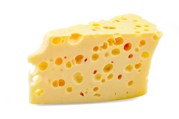 piece of cheese on a white background