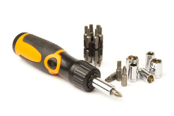 folding screwdriver set with different nozzles