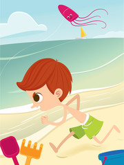 child run on the beach