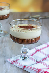Coffee liqueur and chocolate cream dessert.