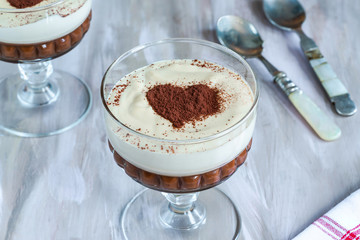 Coffee liqueur and chocolate cream dessert.