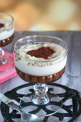 Coffee liqueur and chocolate cream dessert.
