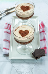 Coffee liqueur and chocolate cream dessert.