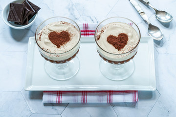 Coffee liqueur and chocolate cream dessert.