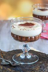 Coffee liqueur and chocolate cream dessert.