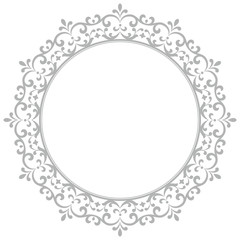 Decorative frame Elegant vector element for design in Eastern style, place for text. Floral grey border. Lace illustration for invitations and greeting cards