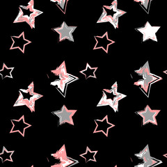 Stars hand drawn illustration. Seamless abstract surface pattern design