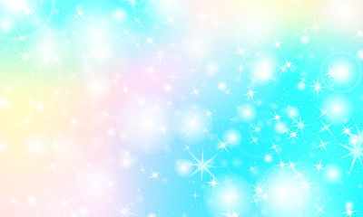 Unicorn rainbow background. Holographic sky