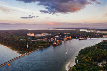 Coastline port of Swinoujscie in the north-east Poland, on the Baltic Sea shoreline.