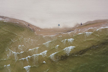 Aerial photography of the Baltic Sea beach, northern Poland/Germany. 