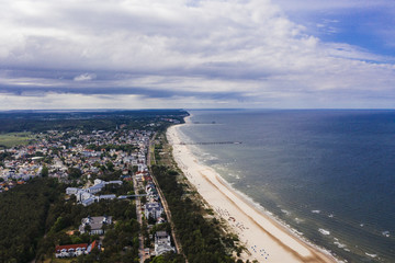 Ahlbeck/Heringsdorf cityscape on the Baltic Sea coastline. 