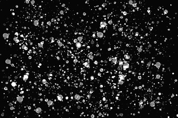 Bright white and gray random round paint splashes on black  background.  Color splash and drop pattern Abstract texture for web-design, digital printing, fashion or concept design.