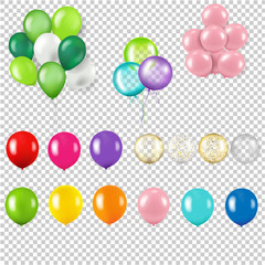 Colorful Balloon Set Isolated Transparent Background