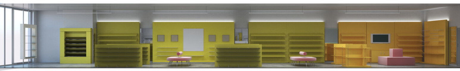 shop, store, shopping mall, interior visualization, 3D illustration