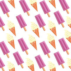 ice creams with stick pattern background