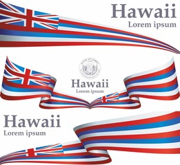 Flag of Hawaii, State of Hawaii, United States of America. Template for award design, an official document with the flag of Hawaii. Bright, colorful vector illustration for graphic and web design.