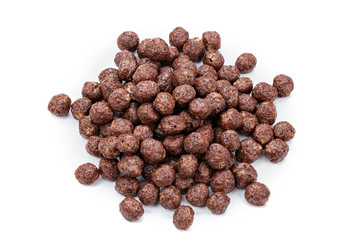 chocolate balls scattered on white background