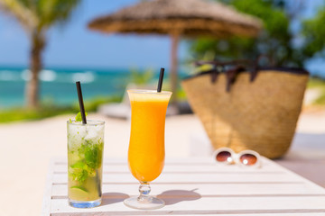 Exotic cocktails at beach