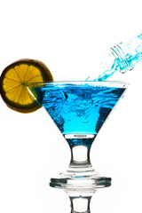 blue drink in glass	