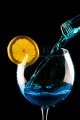 blue drink in glass	
