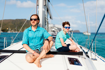 Family on board of sailing yacht