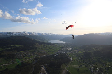 Wingsuit skydiving over Norway