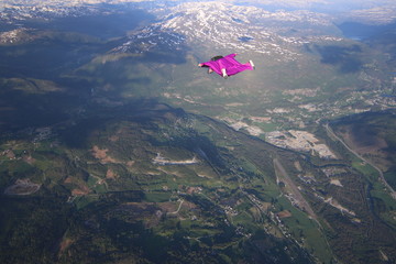 Wingsuit skydiving over Norway