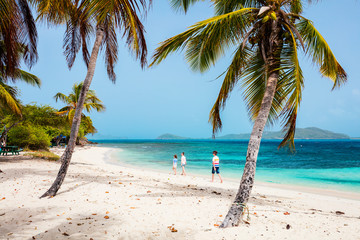 Mother and kids at beach