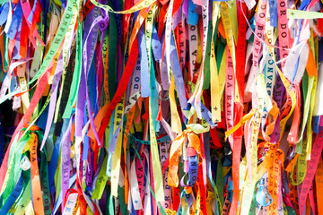 Igreja de Nosso Senhor do Bonfim, a catholic church located in Salvador, Bahia in Brazil. Famous touristic place where people make wishes while tie the ribbons in front of the church.