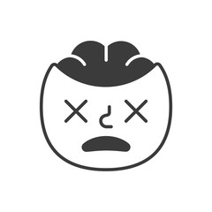 Dead smile fase black and white emoji. Vector eps 10