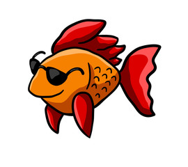 Adorable Stylized Orange Fish With Sunglasses
