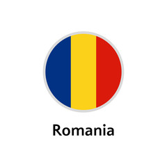 Fototapeta premium Romania flag round flat icon, european country vector illustration