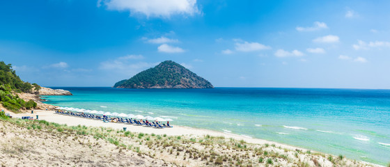Landscape with amazing Paradise Beach on Thassos, Aegean Sea, Greece