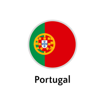 Portugal Flag Round Flat Icon, European Country Vector Illustration