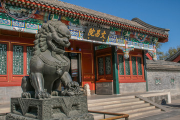 Lion Stadue (Lieft), Front gate of WenChengYeun 文昌院, Summerpalace, Beijing, China
