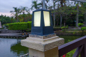 Metallic body lamp in the China, Shenzhen park