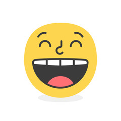 Trendy laugh emoji smile. Vector eps10 illustration
