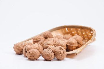 Walnuts in a bamboo winnow basket